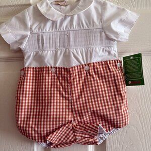 NEW Ready to smock baby boy button on suit Sz 9 months Sir John Thanksgiving